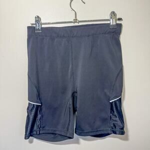 Fabletics Trinity Mid-Rise Run Shorts Black Mesh Pockets Reflective Athletic S